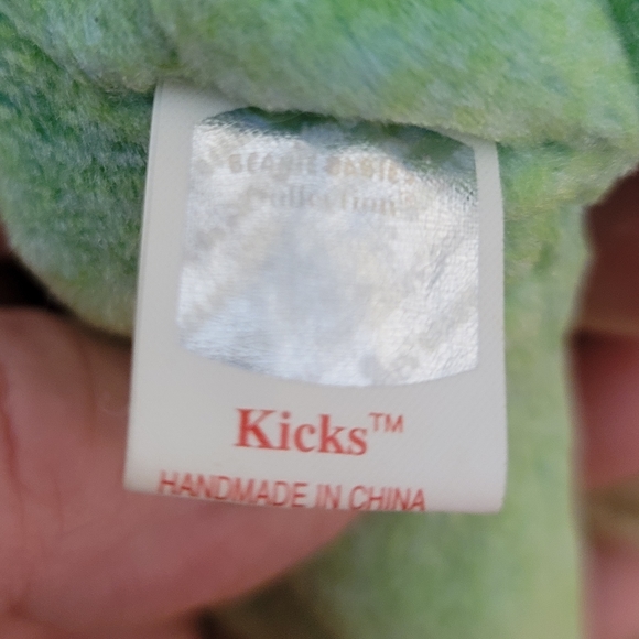 Ty Beanie Baby Kicks Soccer Color Green Size 9" NWT - Picture 6 of 8
